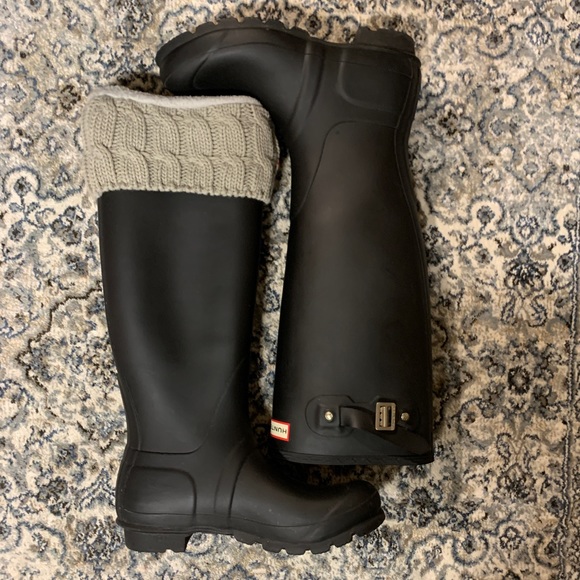 BRAND NEW HUNTER ORIGINAL TALL RAIN BOOTS WITH SOCK COVER - Picture 1 of 9
